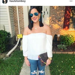 White off the shoulder top. Large